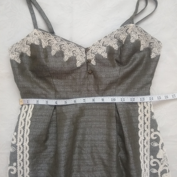 Anthropologie linen lace crochet embroidery pleats - Picture 6 of 8